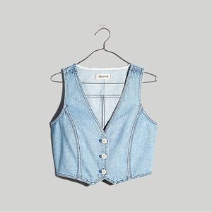 Cotton-Hemp Denim Katrina Crop Vest Top